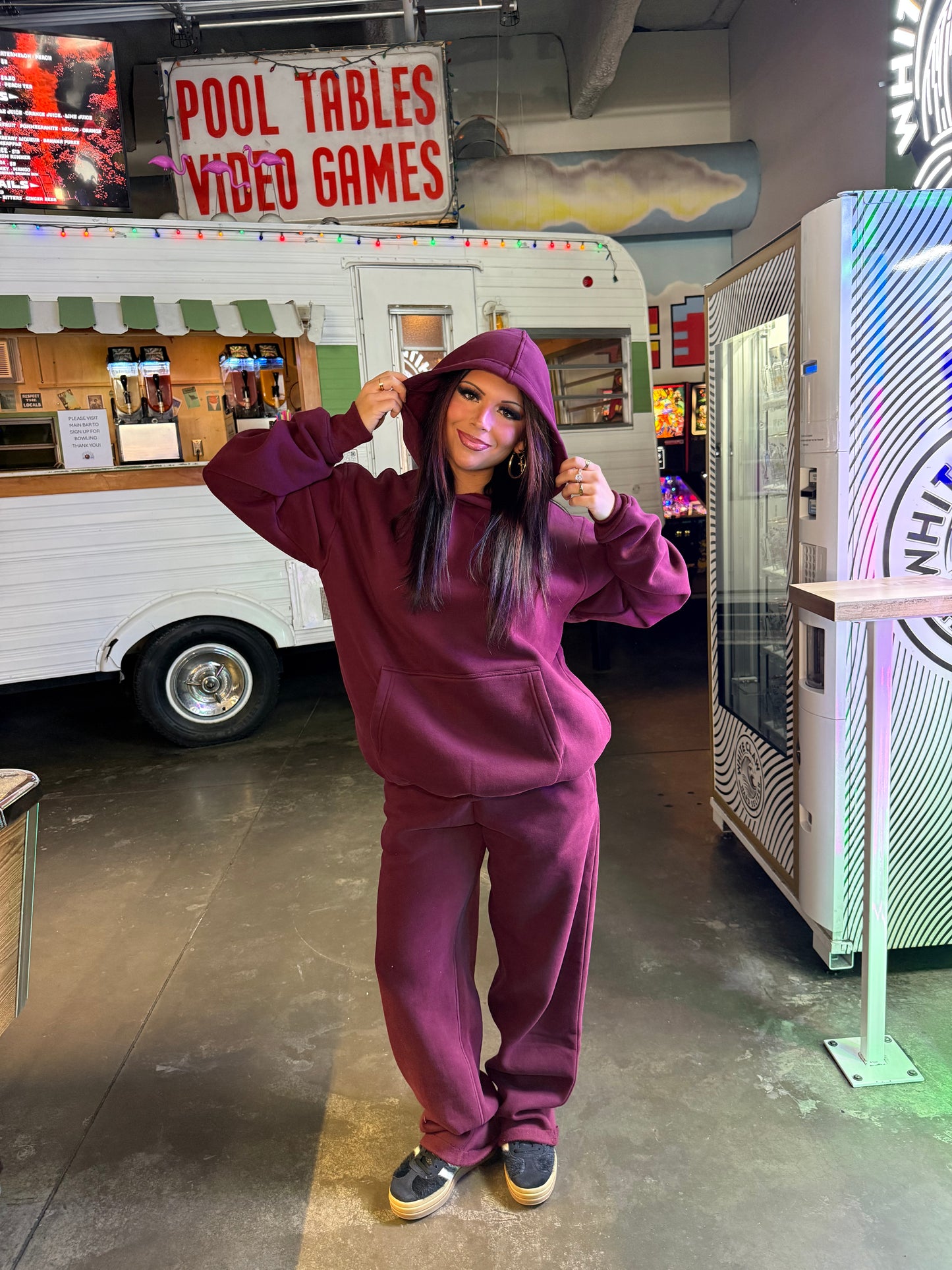 So Fetch Wide Leg Pant in Black Cherry