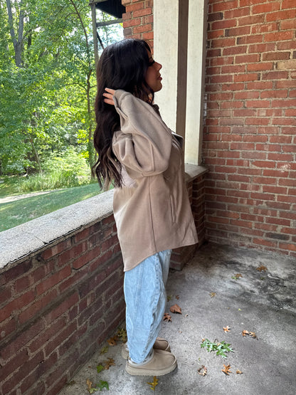 Shopping Addict Shacket in Taupe