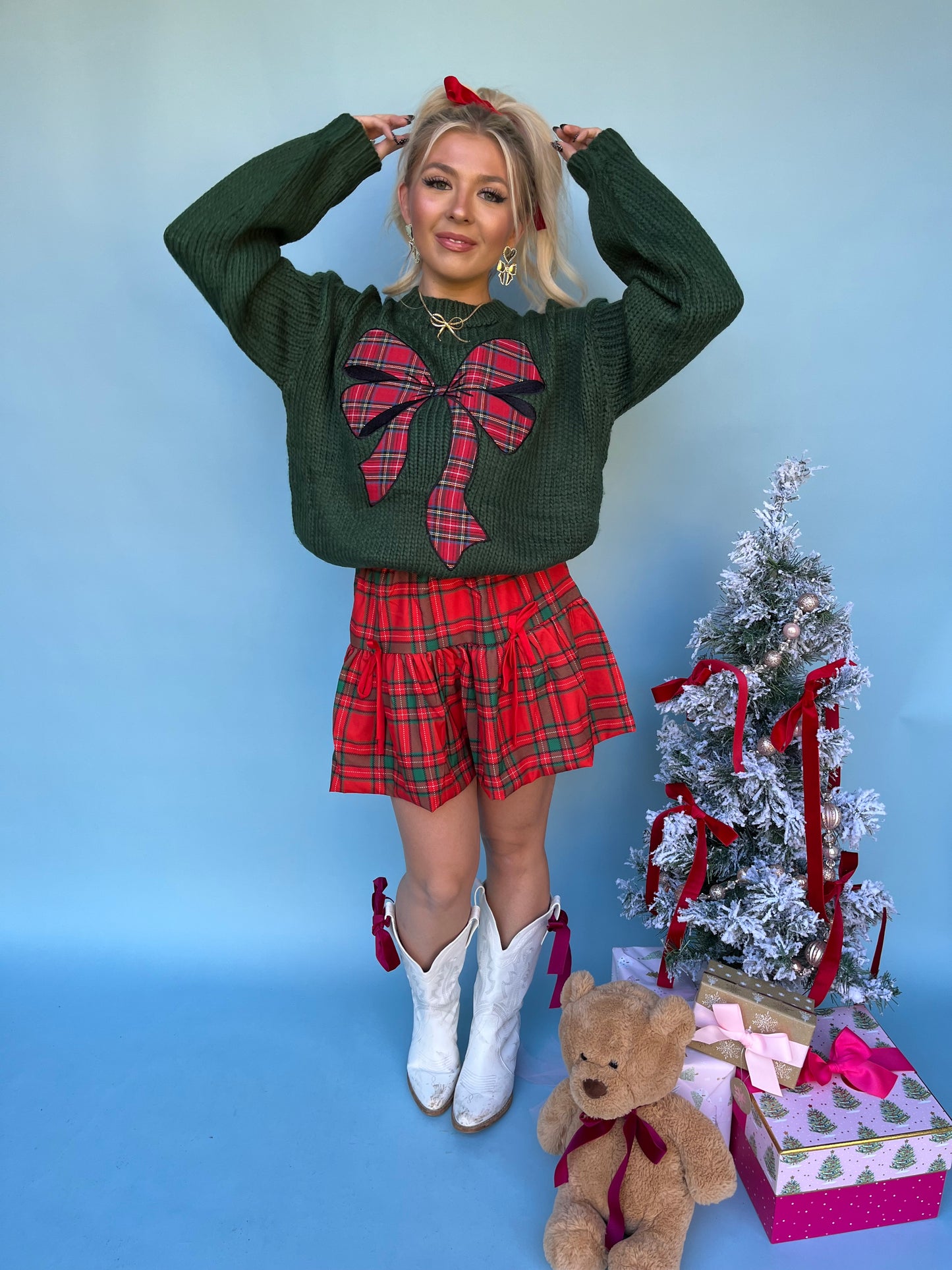 Red Plaid Festive Skirt