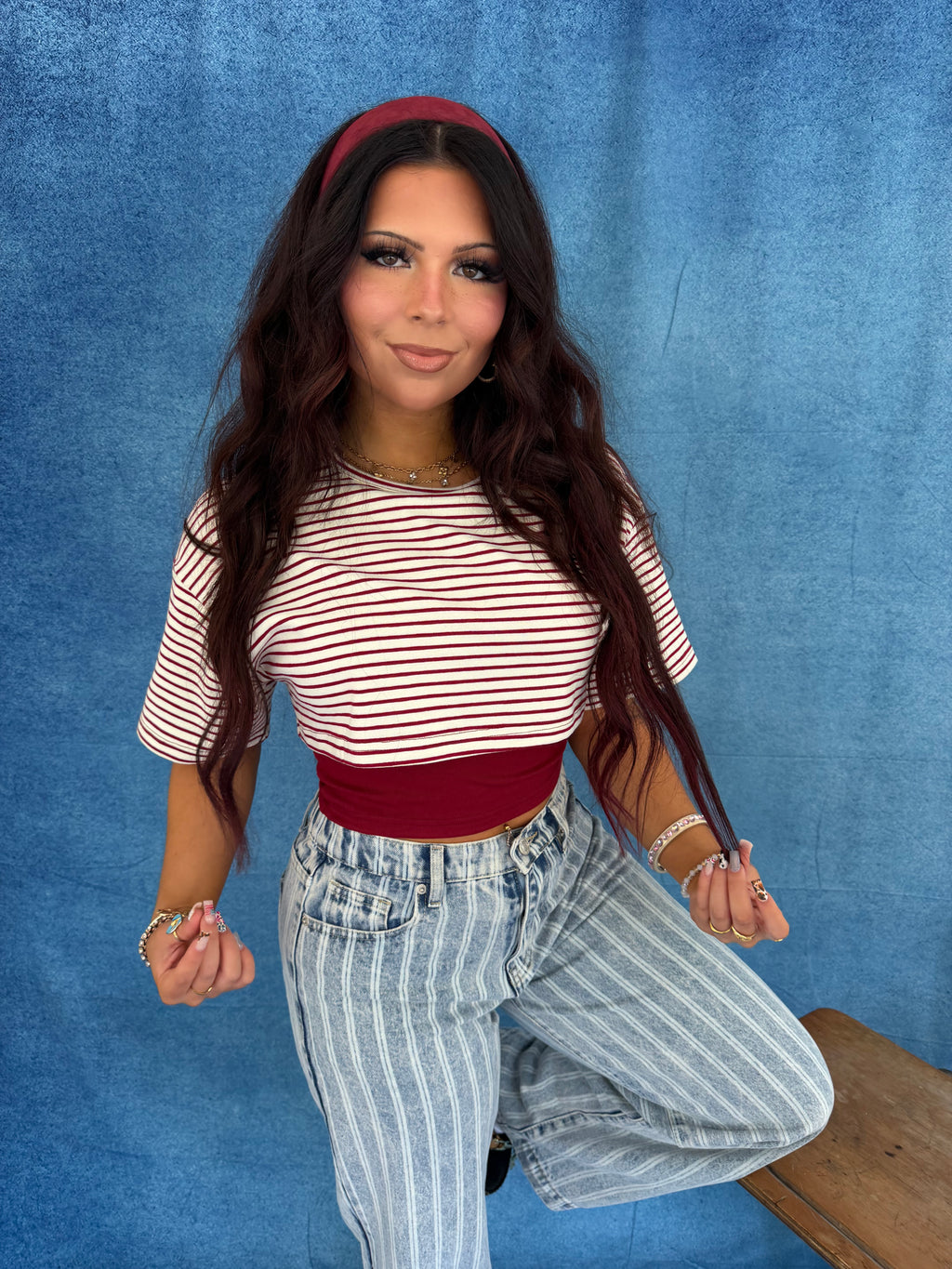 Double Up Tee in Crimson