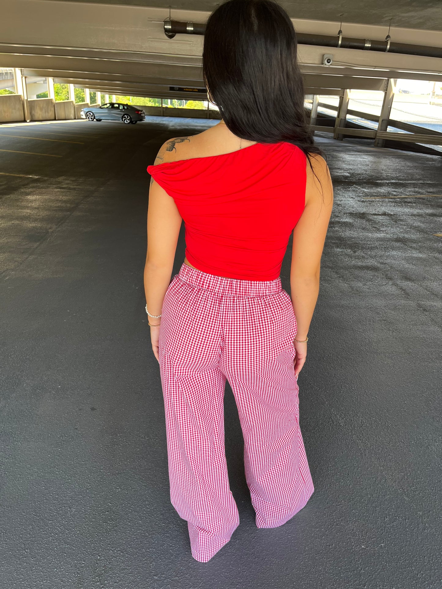 Gingham Pant in Red