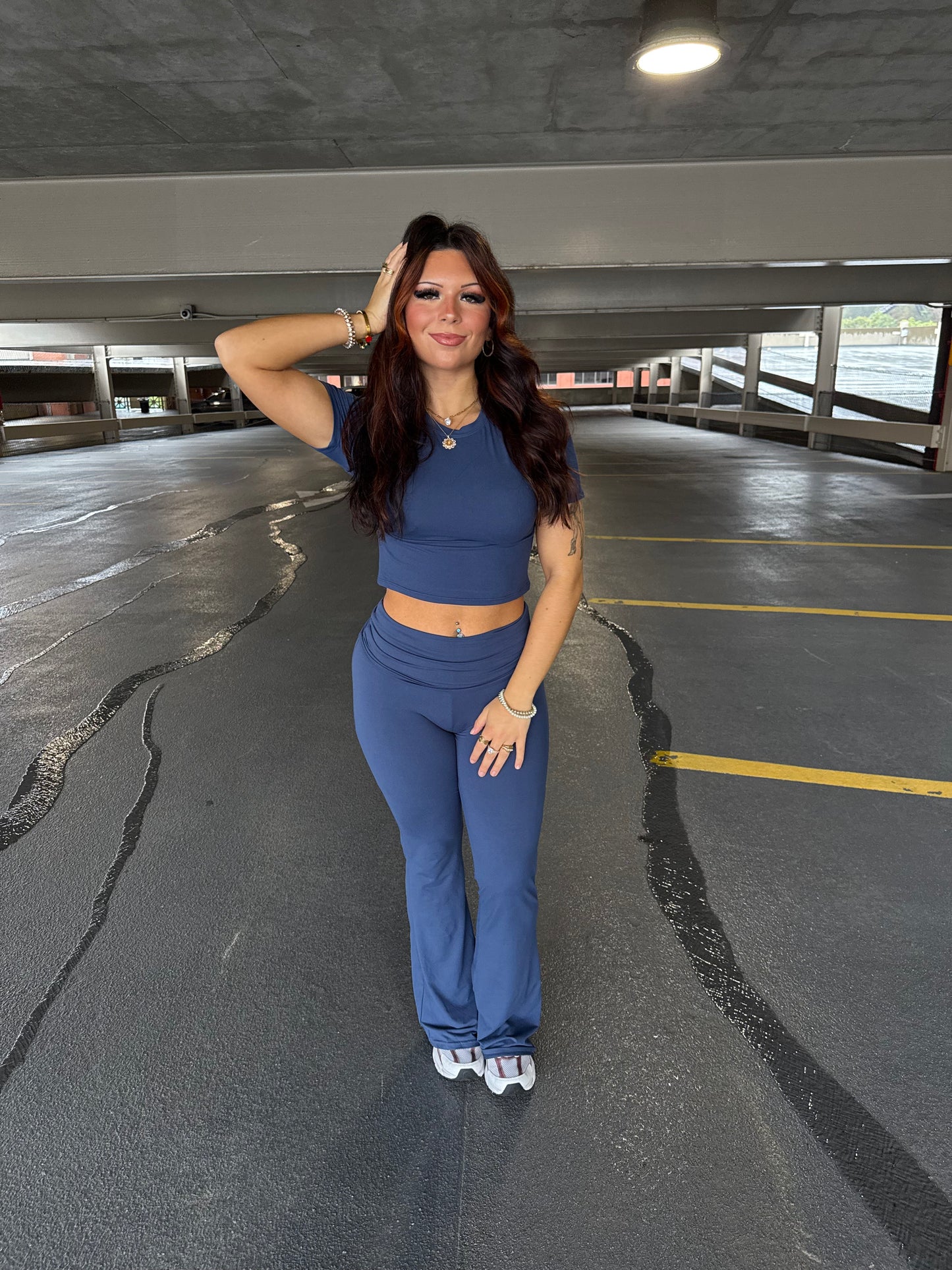 Shopping Addiction Leggings in Navy