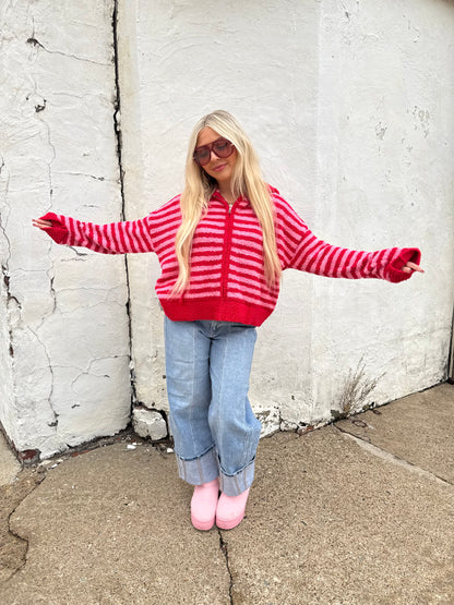 The COZIEST Zip-Up in Red