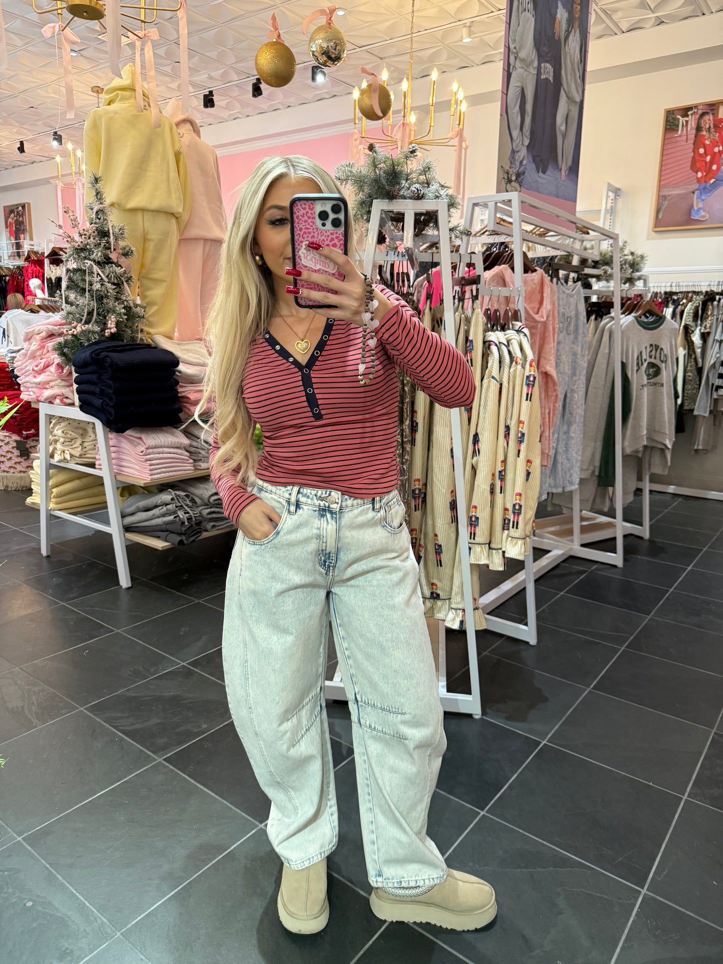 Study Break Striped L/S in Pink