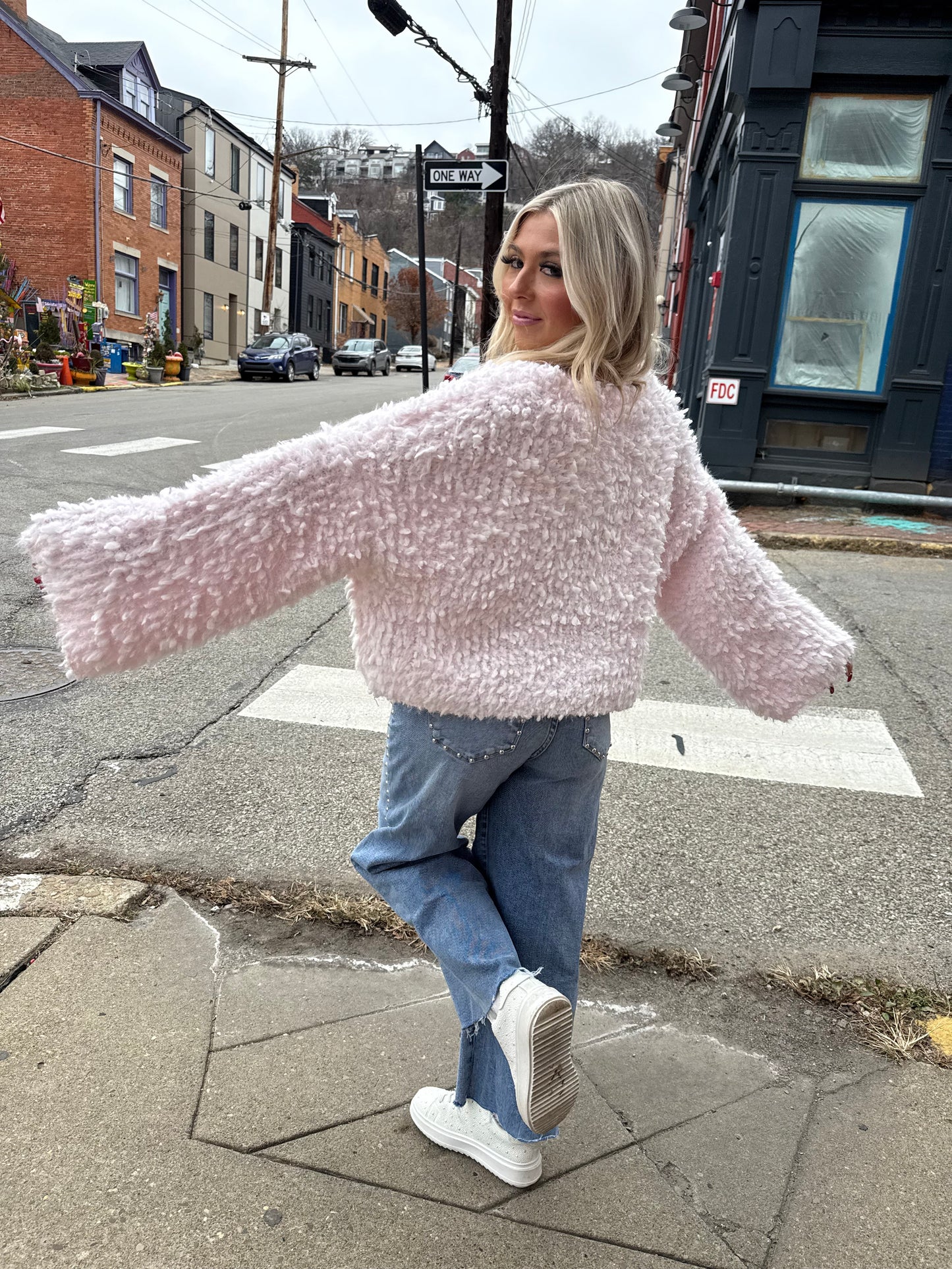 Pretty in Pink Fuzzy Sweater