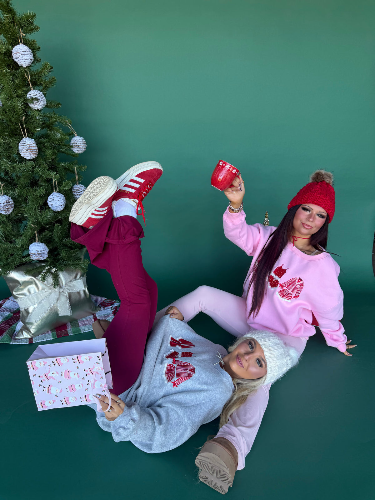 Christmas Outfits Crewneck in Pink FINAL SALE