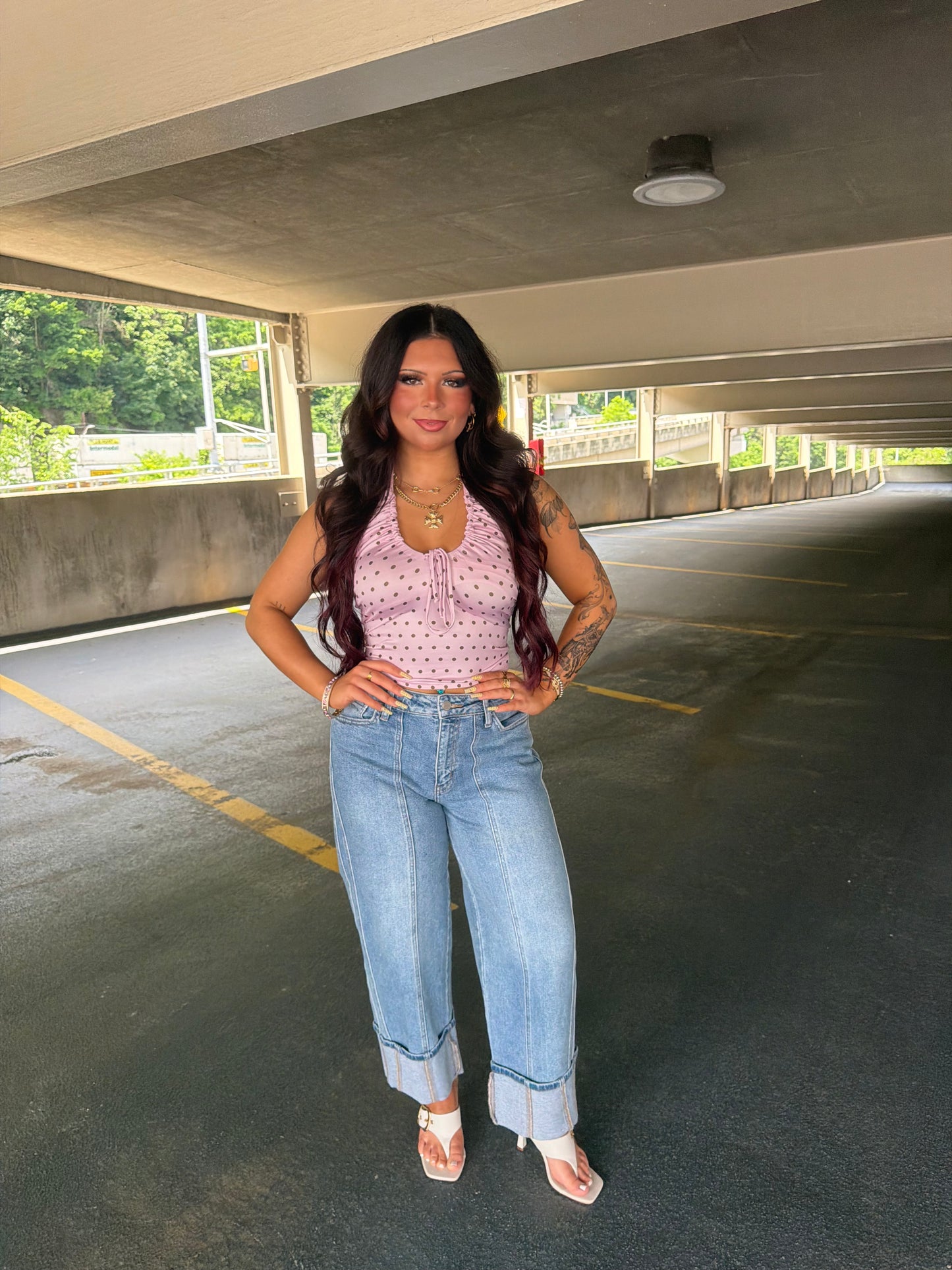 Raspberry Brownie Polka Tank