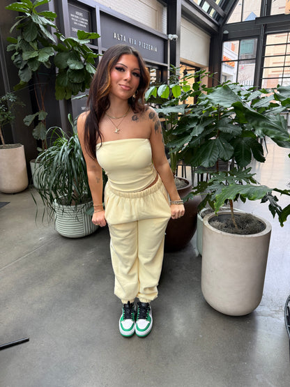 So Fetch Sweatpants in Pale Yellow