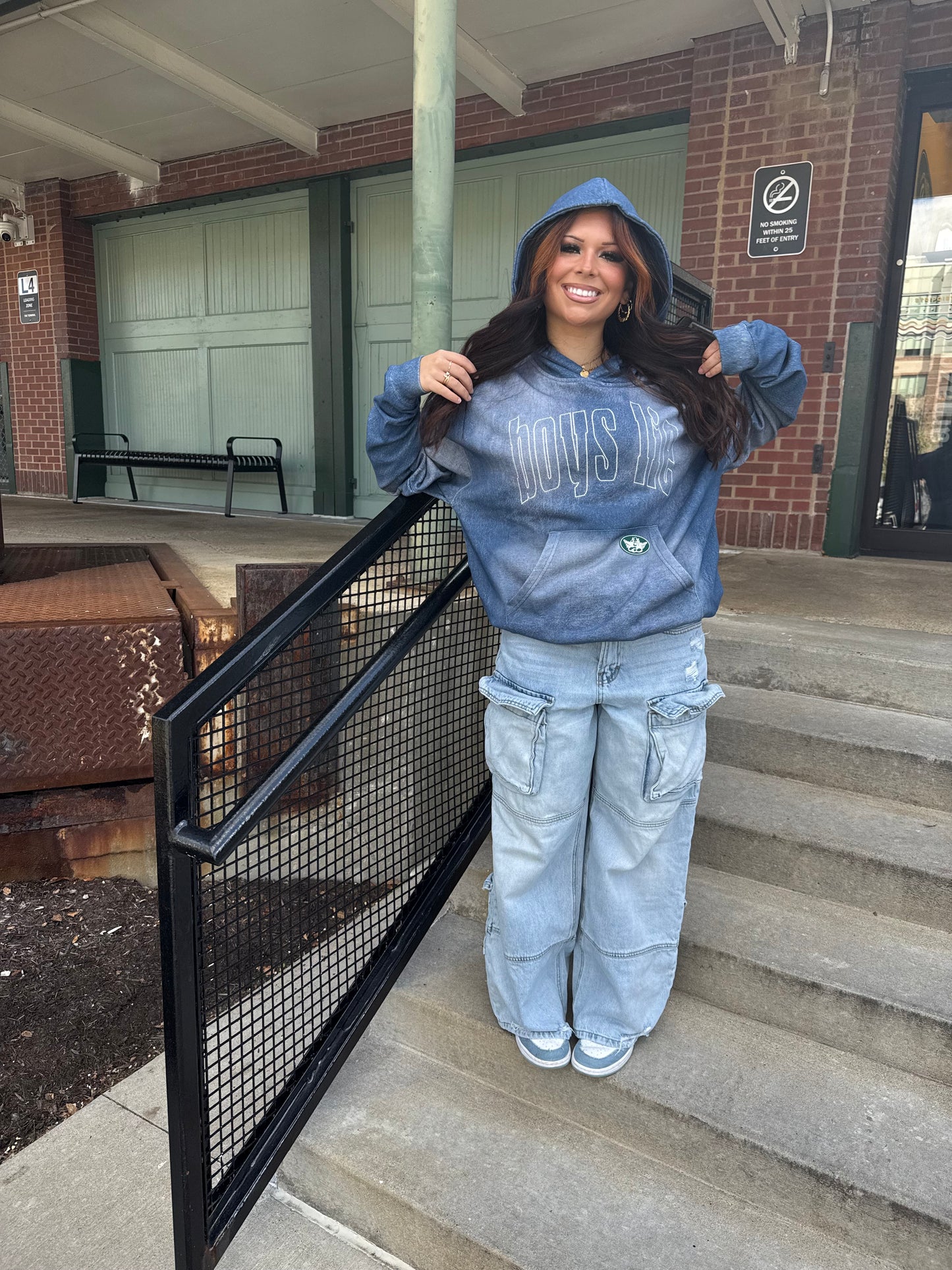 Boys Lie Done Denim Racer Hoodie