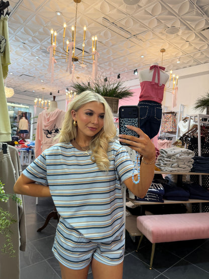 Bigger Issues Striped Set Blue (SHORTS)