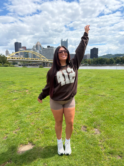 412 Brown Stripe Crewneck