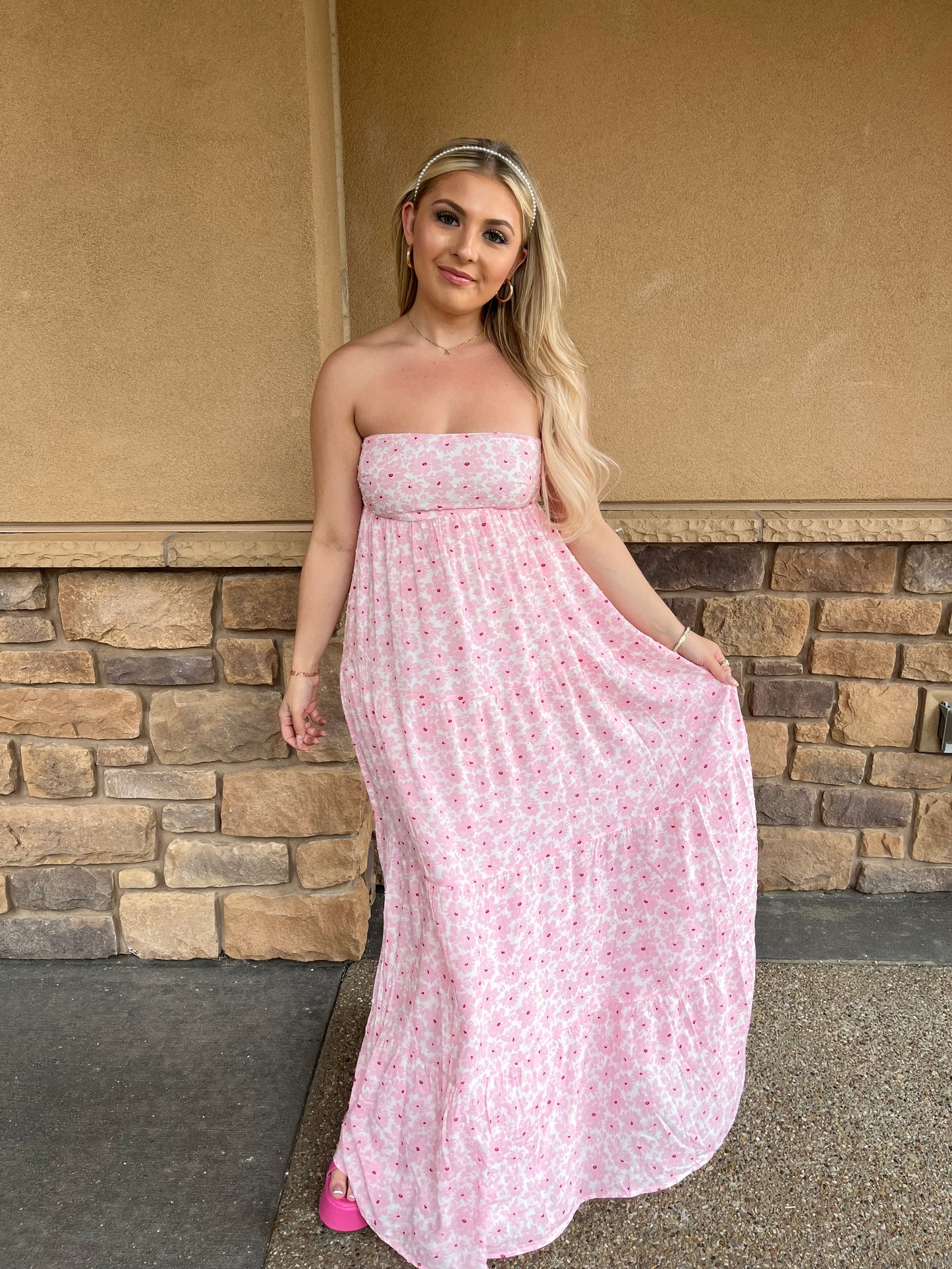 Pretty in Pink Embroidered Maxi
