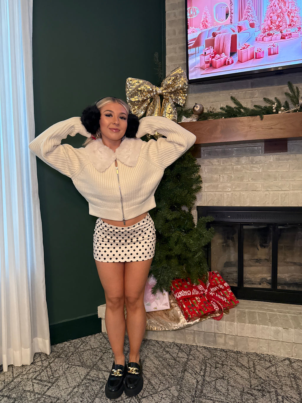 Polka Girl Skirt in Ivory