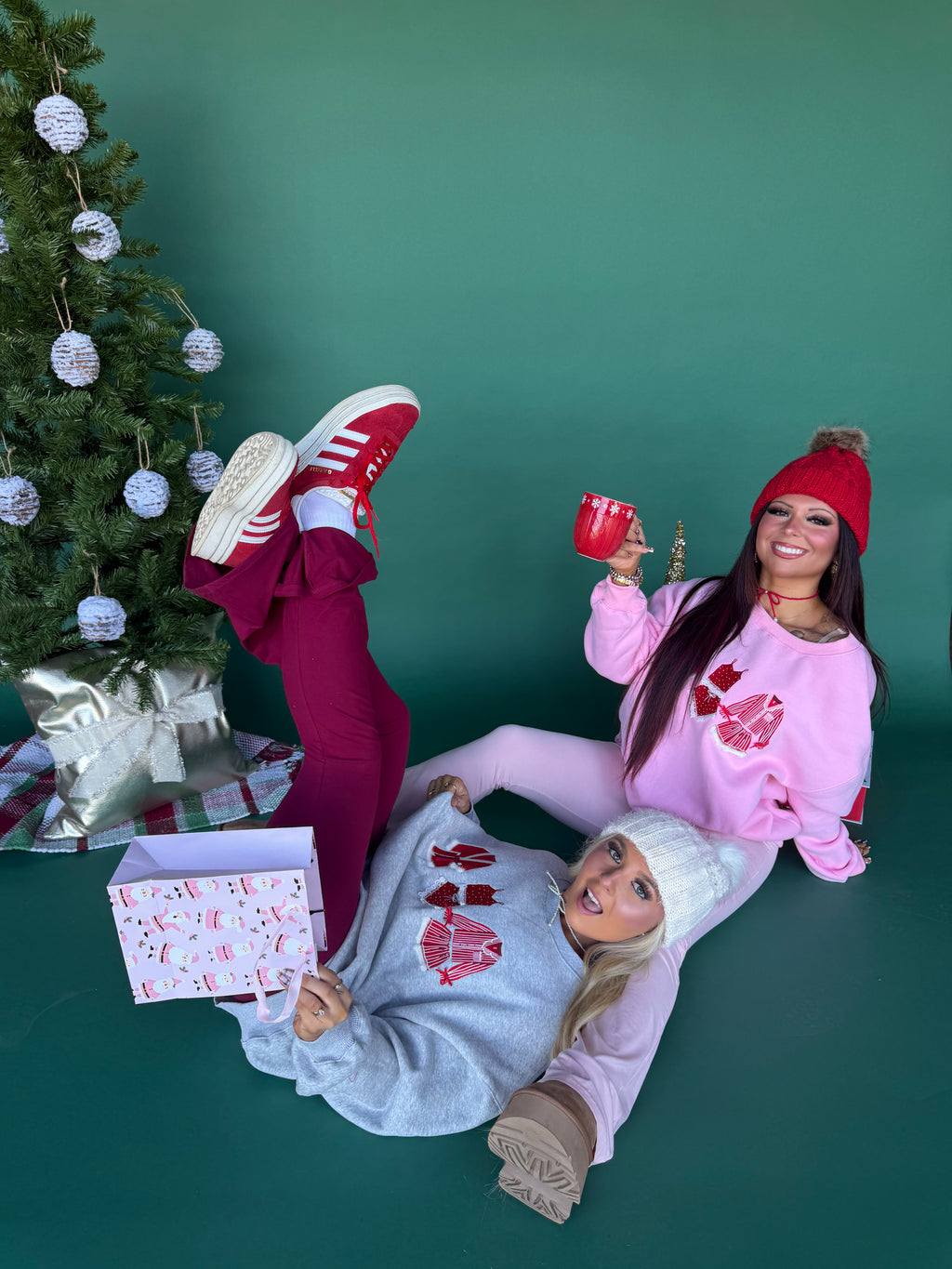 Christmas Outfits Crewneck in Pink FINAL SALE