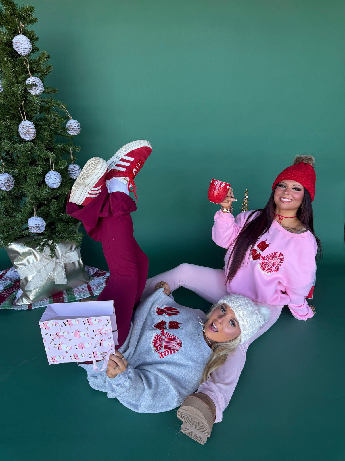Christmas Outfits Crewneck in Pink FINAL SALE