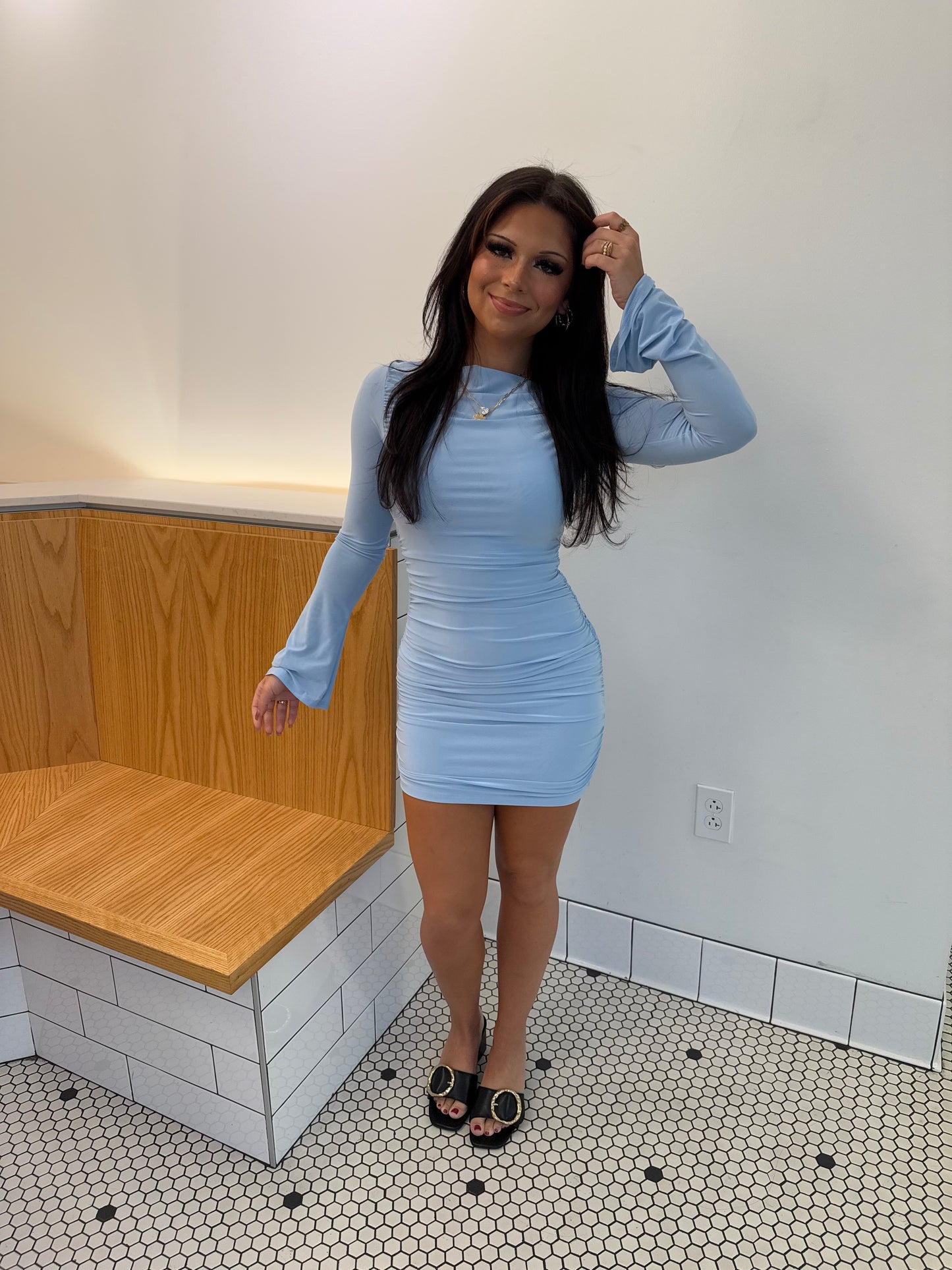 Bellevue Bell Sleeve Dress in Blue