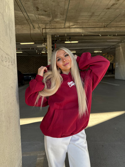 Happy Camp3r Puff Series Hoodie in Deep Cherry