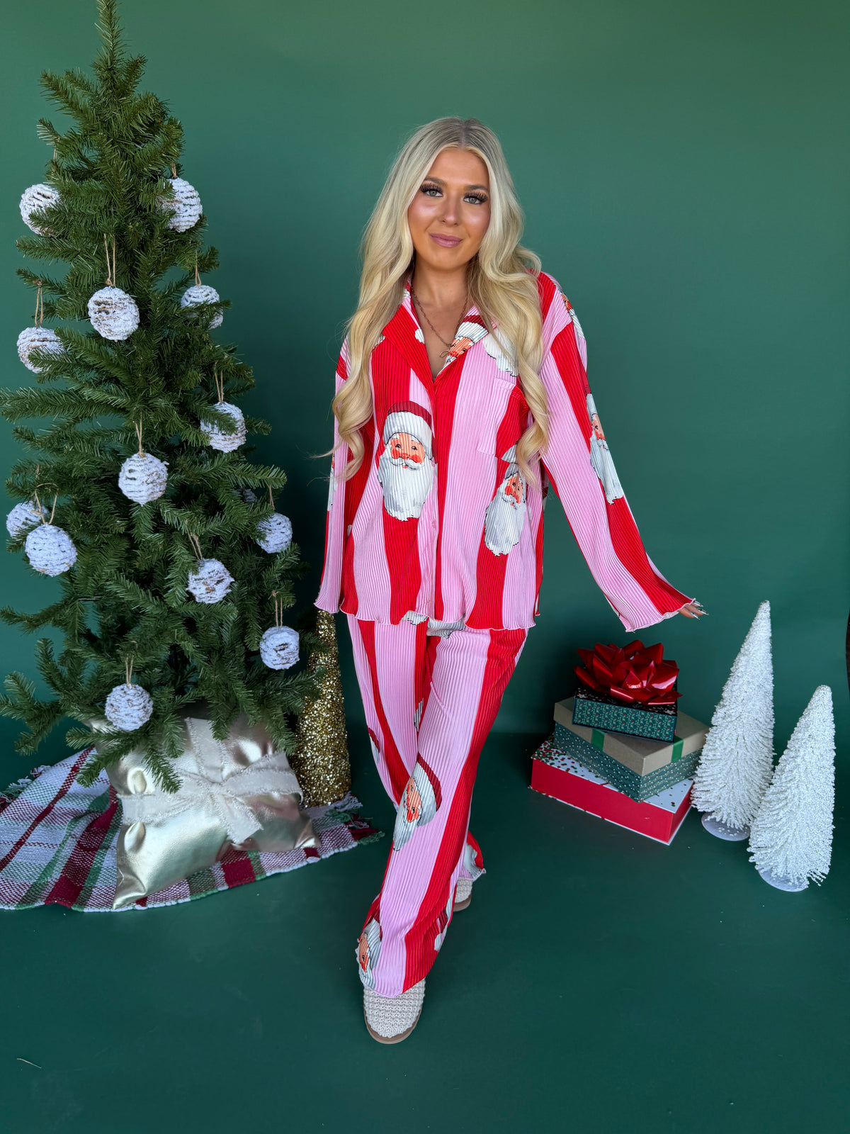 Christmas Pink/Red Santa Jammies (SOLD TOGETHER) FINAL SALE