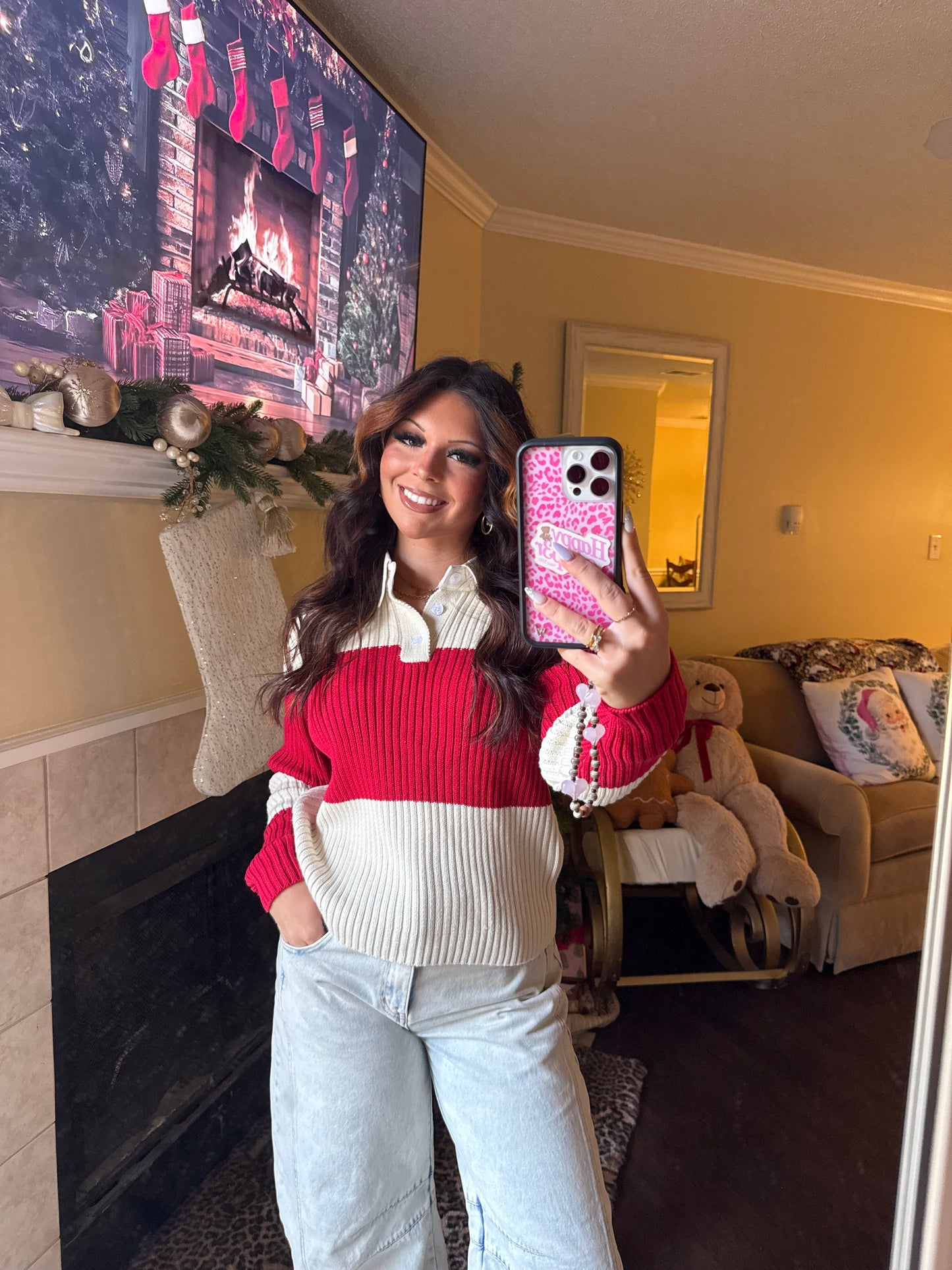 Holiday Striped Polo Knit