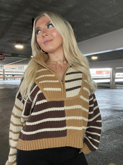 It’s Giving Stripes Sweater in Tan