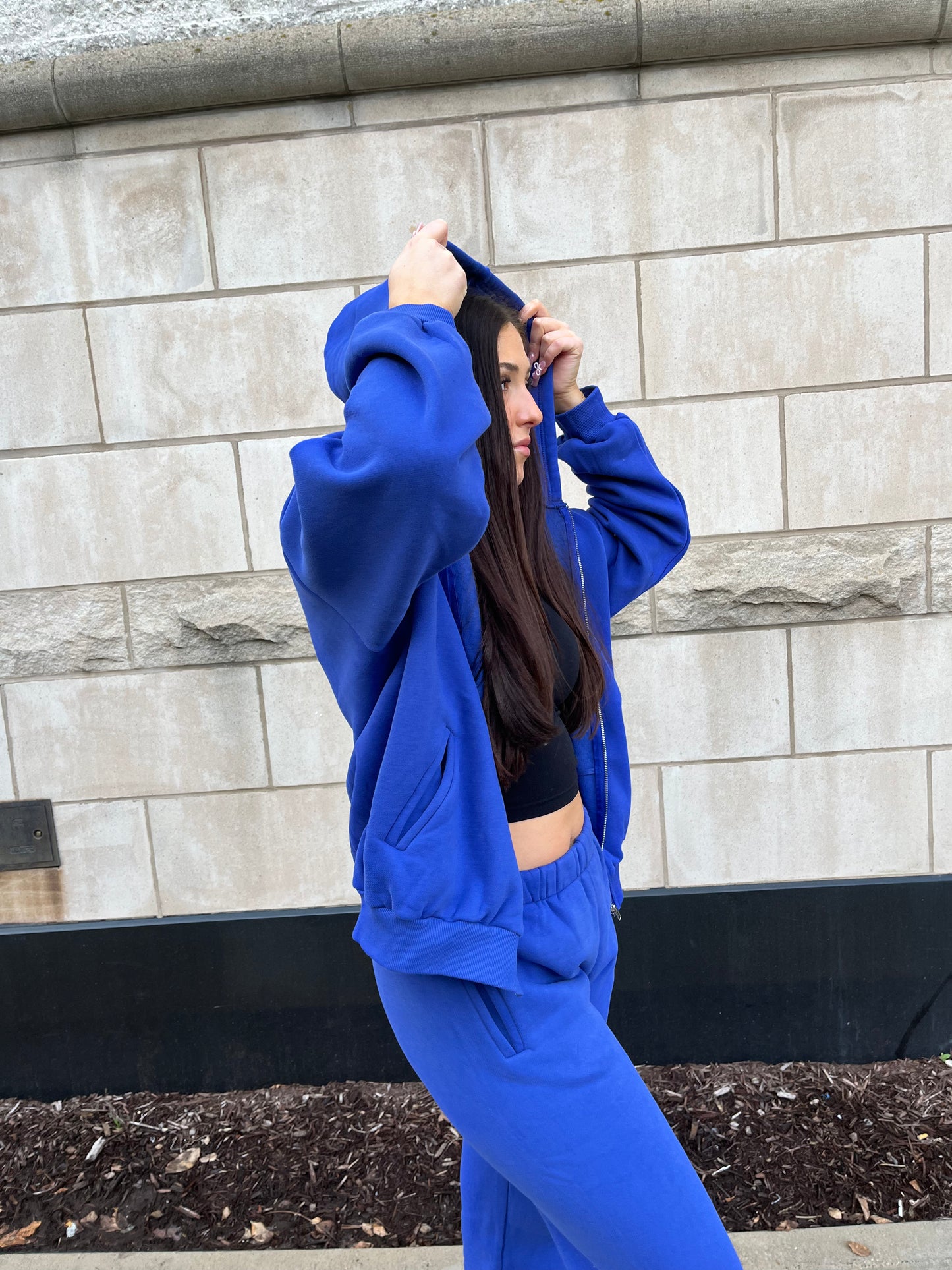 So Fetch Oversized Zip-Up in Royal Blue