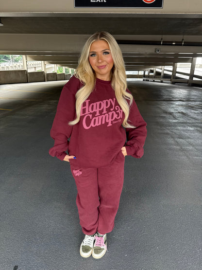 Happy Camp3r Burgundy Crewneck