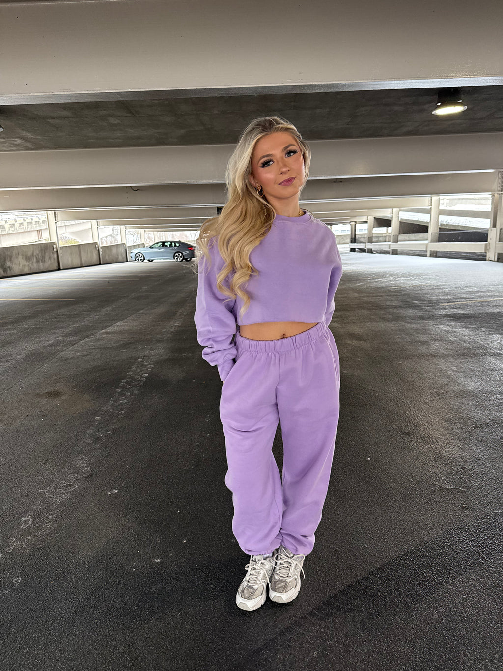 So Fetch Cropped Crew in Bright Lav