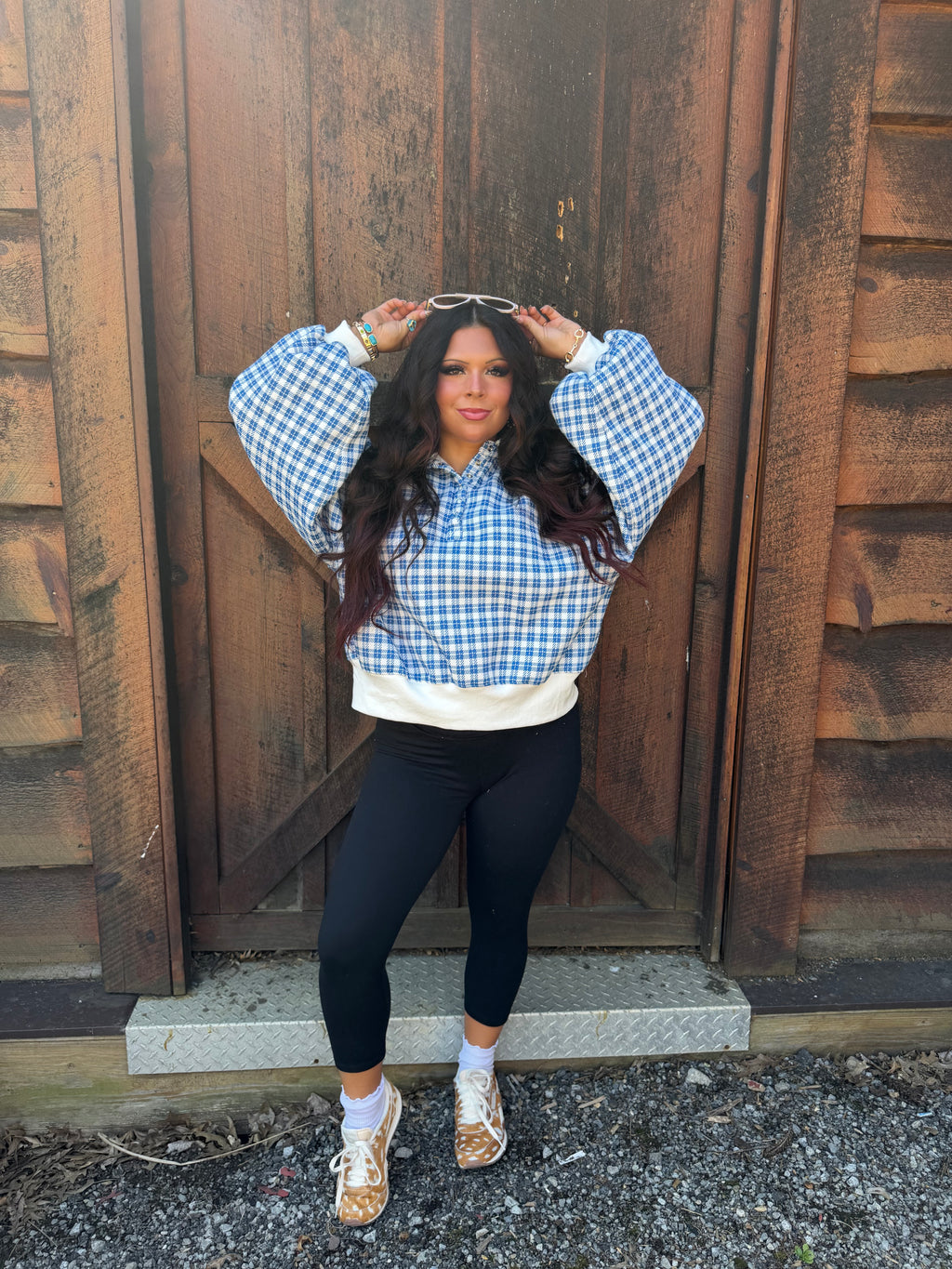Dairy Plaid Navy Pullover