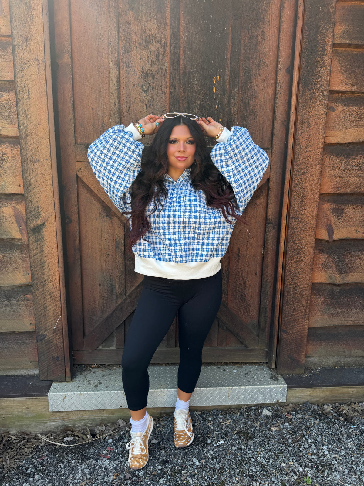 Dairy Plaid Navy Pullover