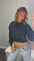 Beauty Boo One Shoulder in Navy Polka
