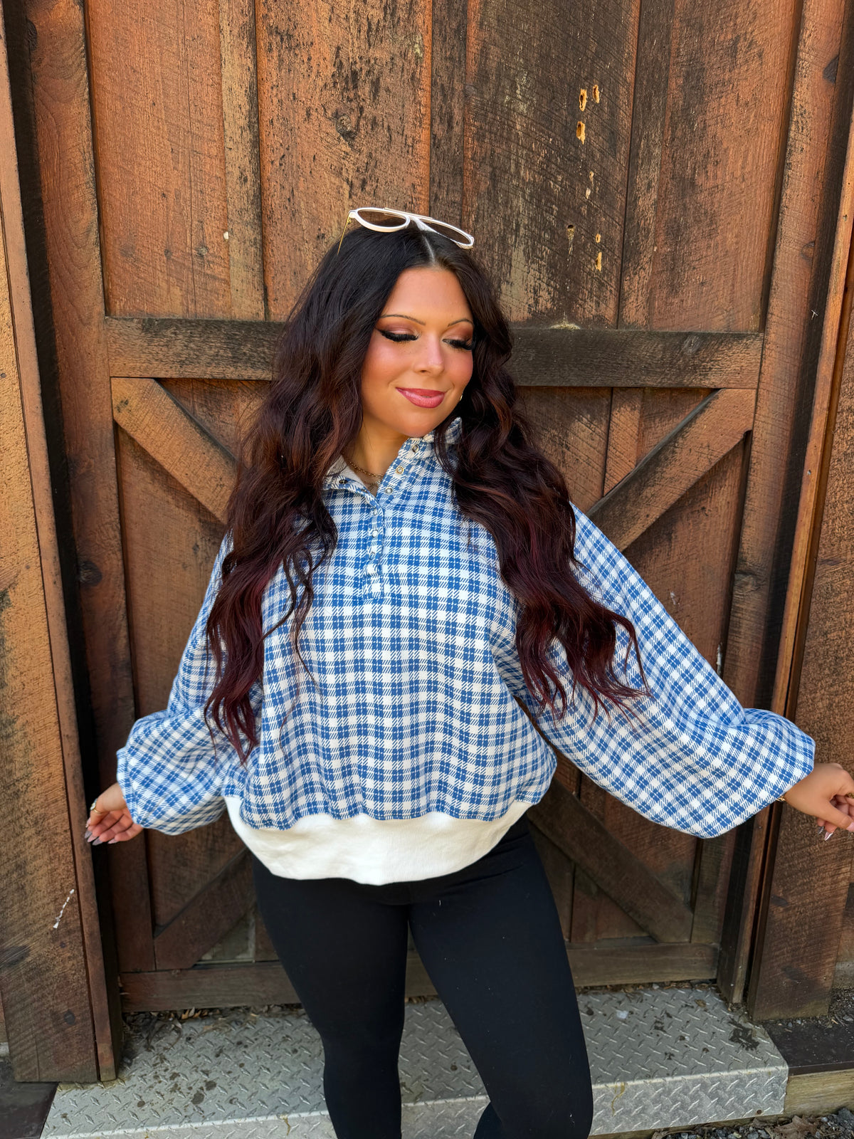 Dairy Plaid Navy Pullover