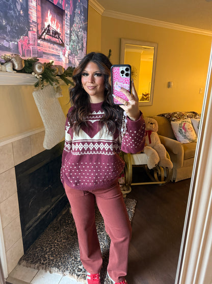 Keep it Cozy Burgundy Sweater