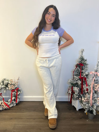 So Fetch Wide Leg Sweatpants in Heather White