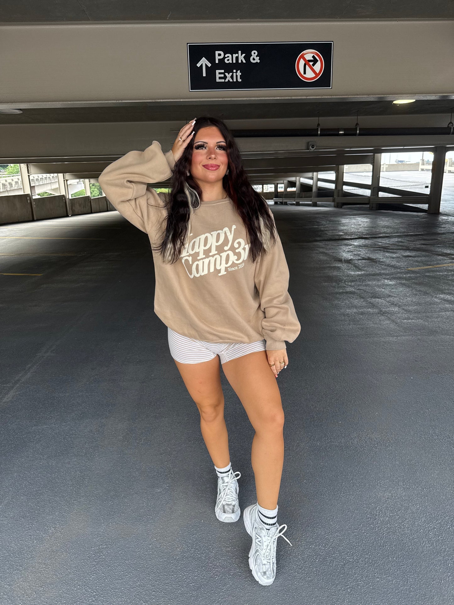 Happy Camp3r Oatmeal Crewneck