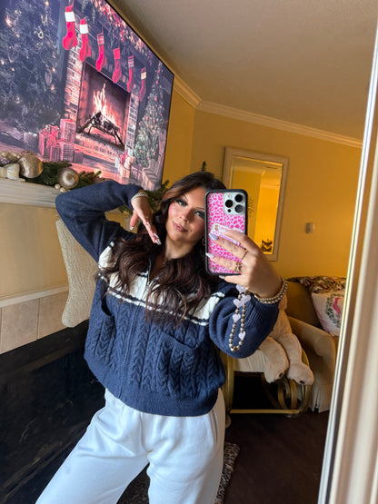 Morton Navy Sweater Zip