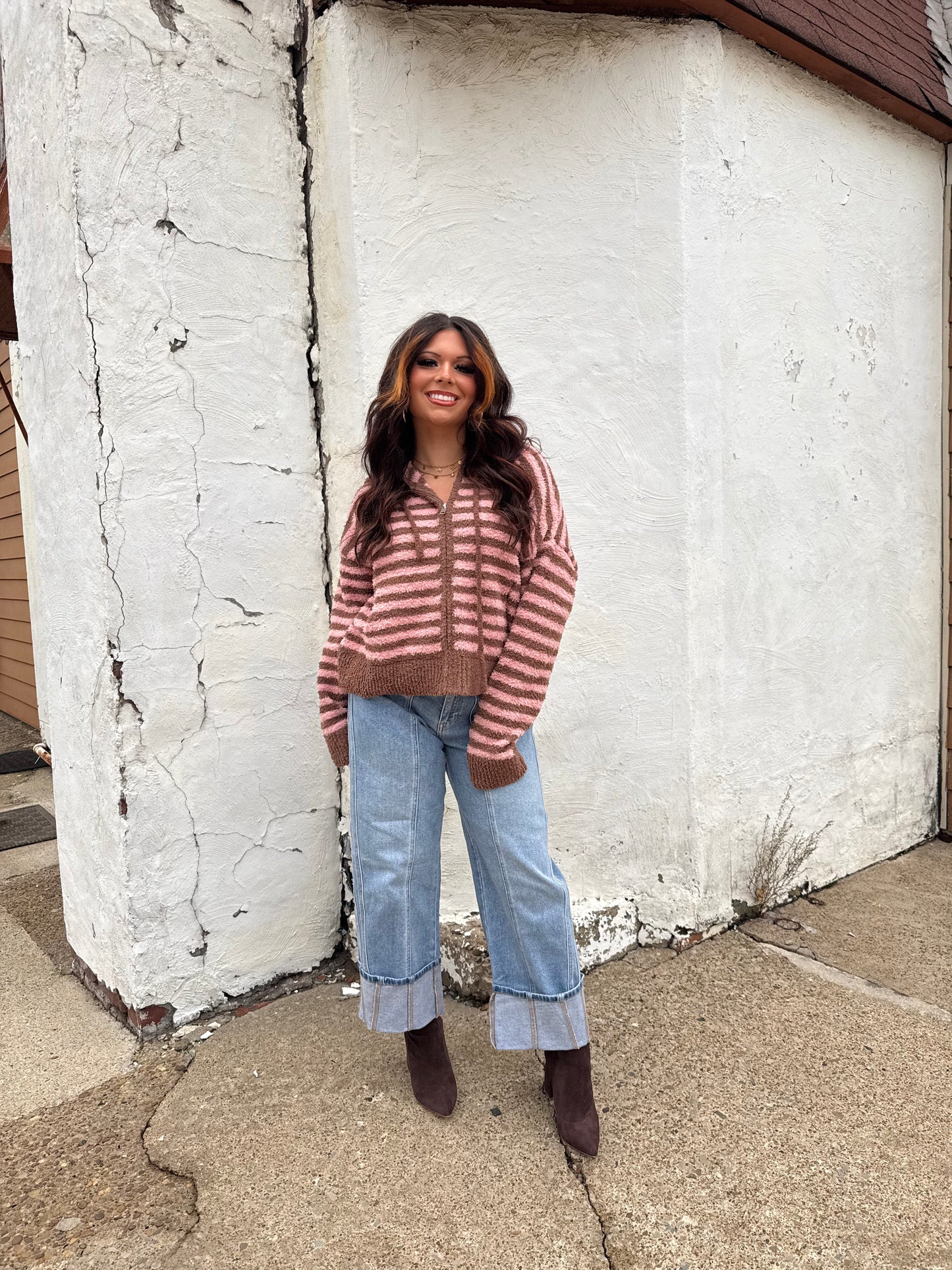 The COZIEST Zip-Up in Brown