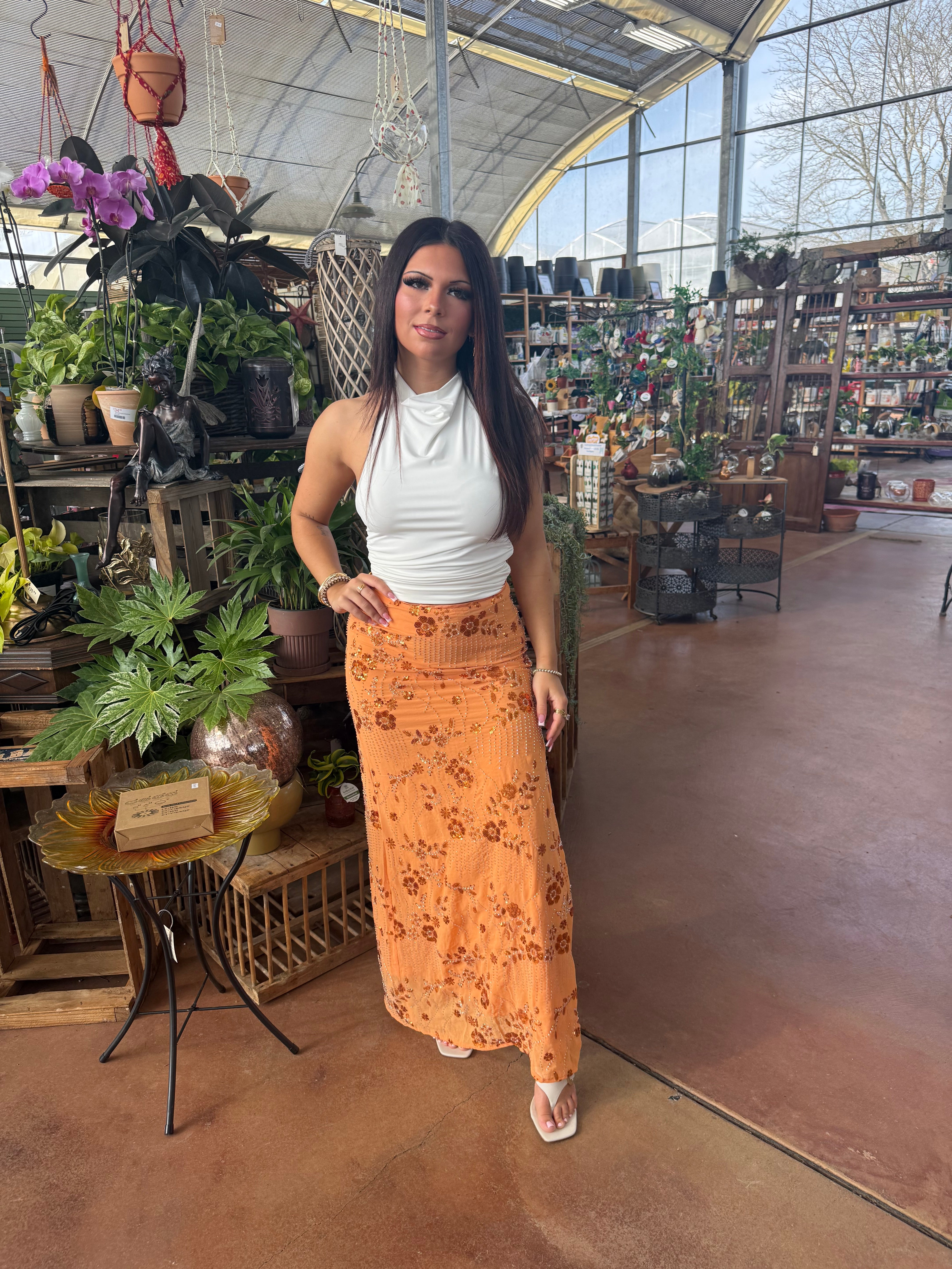 Midnight Sun Skirt in Orange – The Gardenia Branch