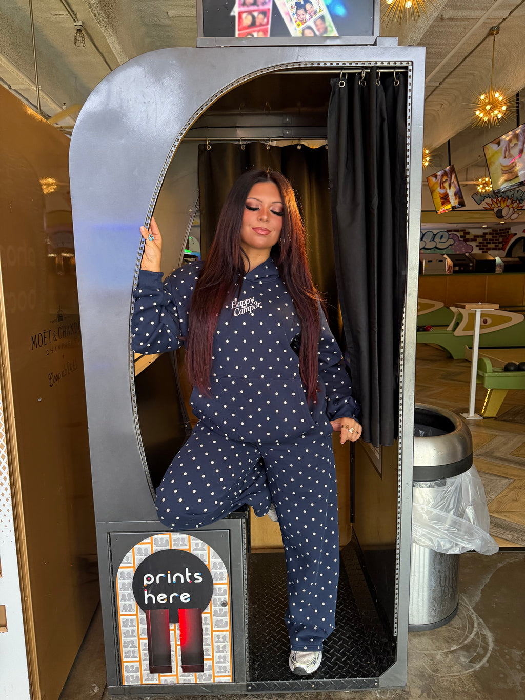 Happy Camp3r Polka Hoodie in Navy