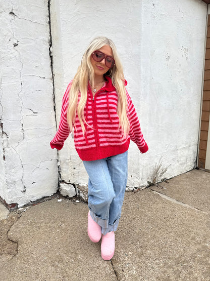 The COZIEST Zip-Up in Red