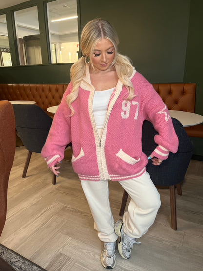 97 Sweater Pink Full Zip