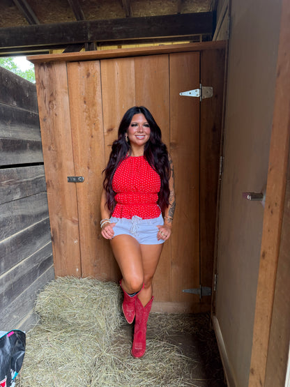 Skye Red Polka Top