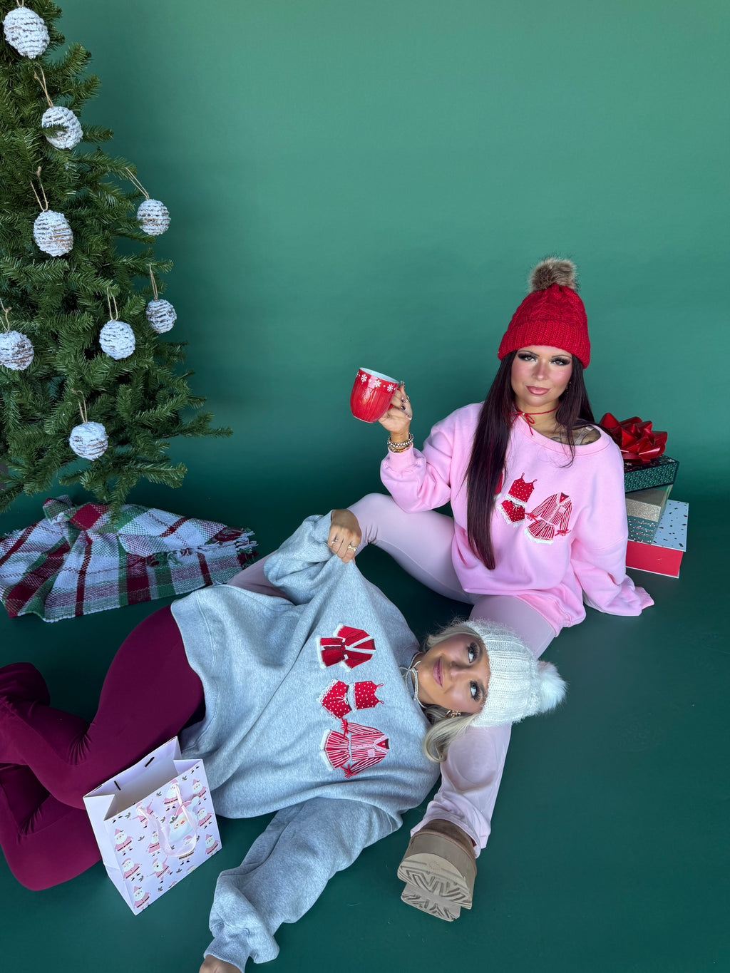 Christmas Outfits Crewneck in Pink FINAL SALE