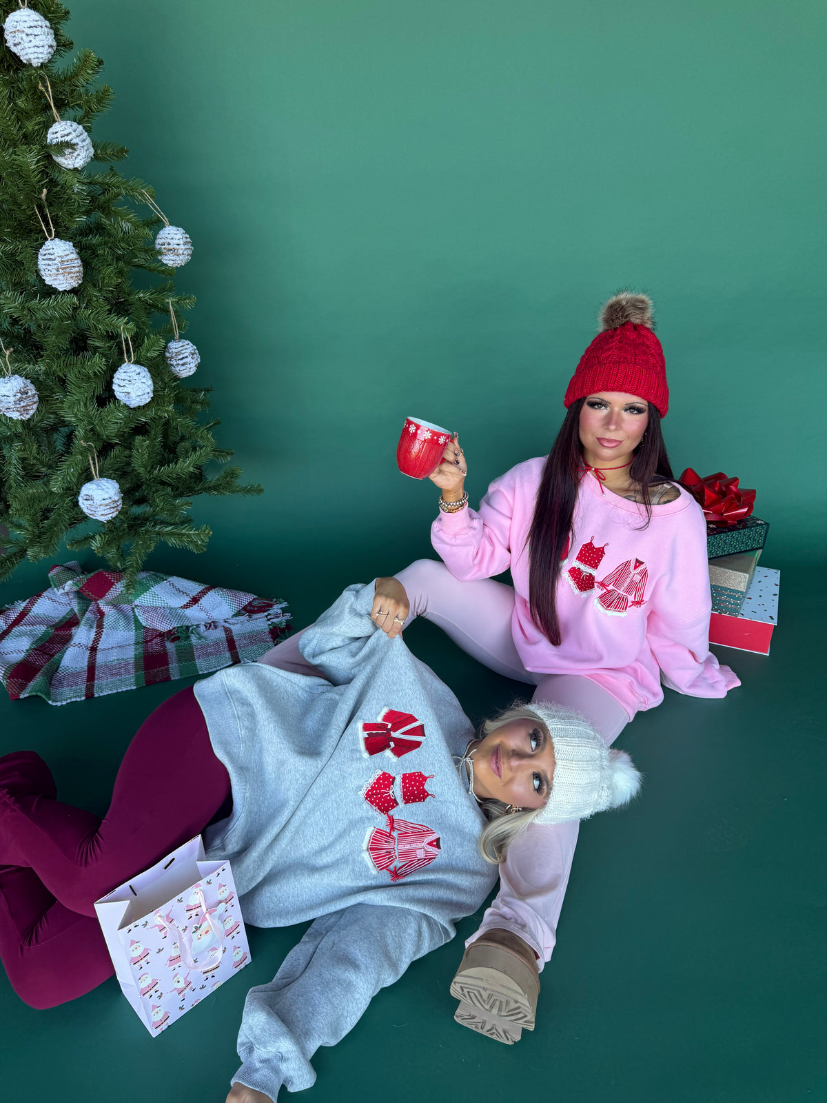 Christmas Outfits Crewneck in Pink FINAL SALE