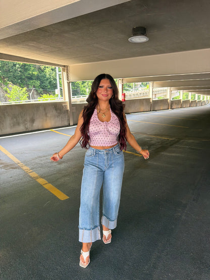 Raspberry Brownie Polka Tank