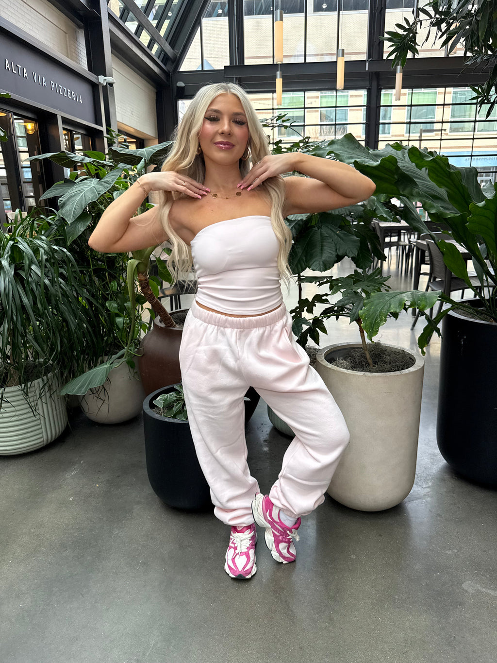 So Fetch Sweatpants in Pale Pink