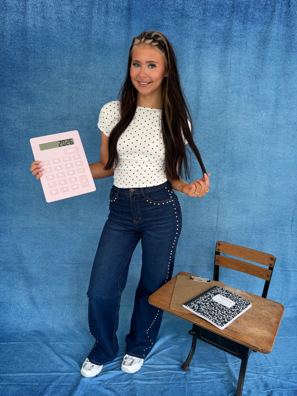 Janet Polka Tee in White