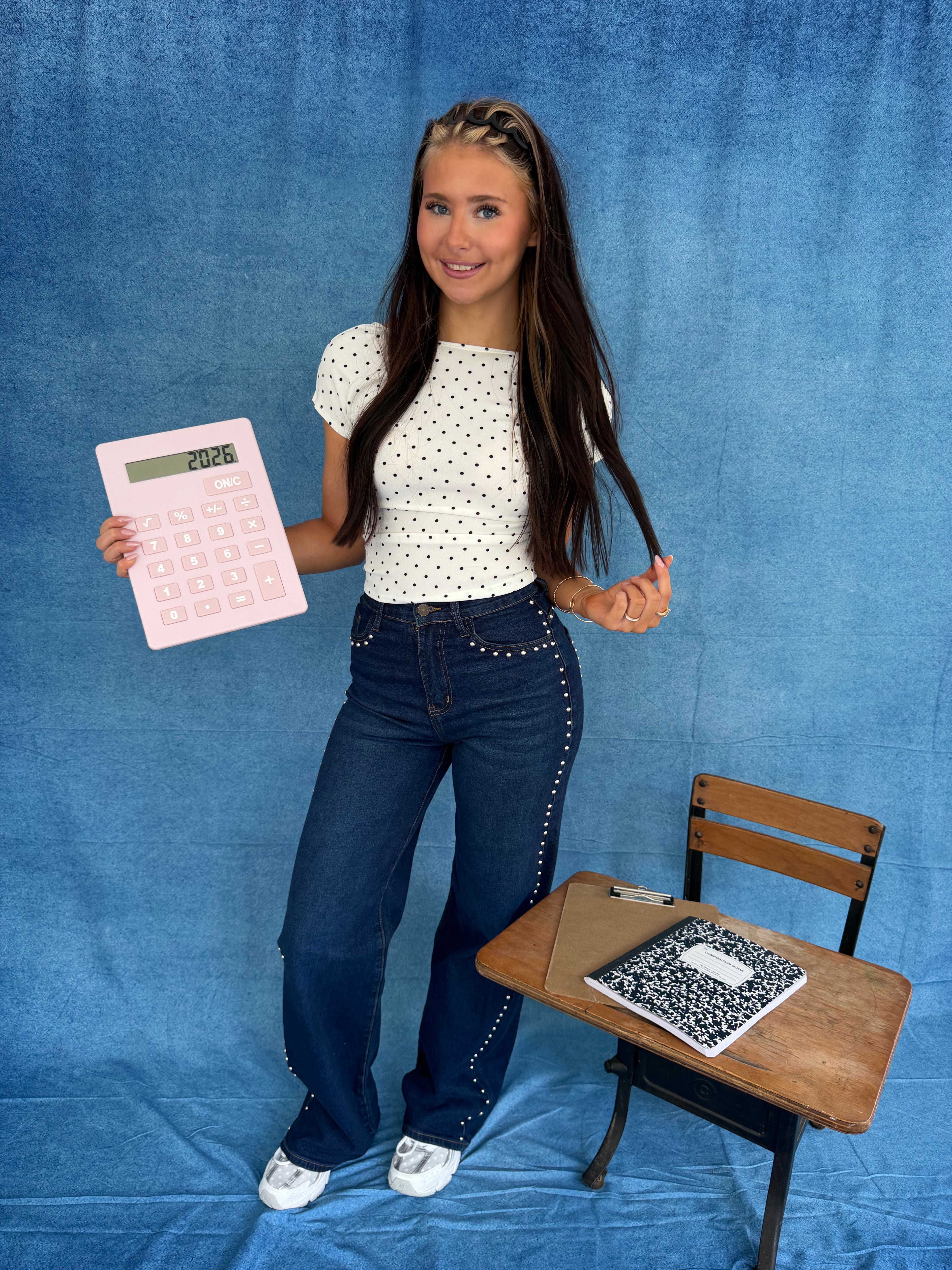 Janet Polka Tee in White