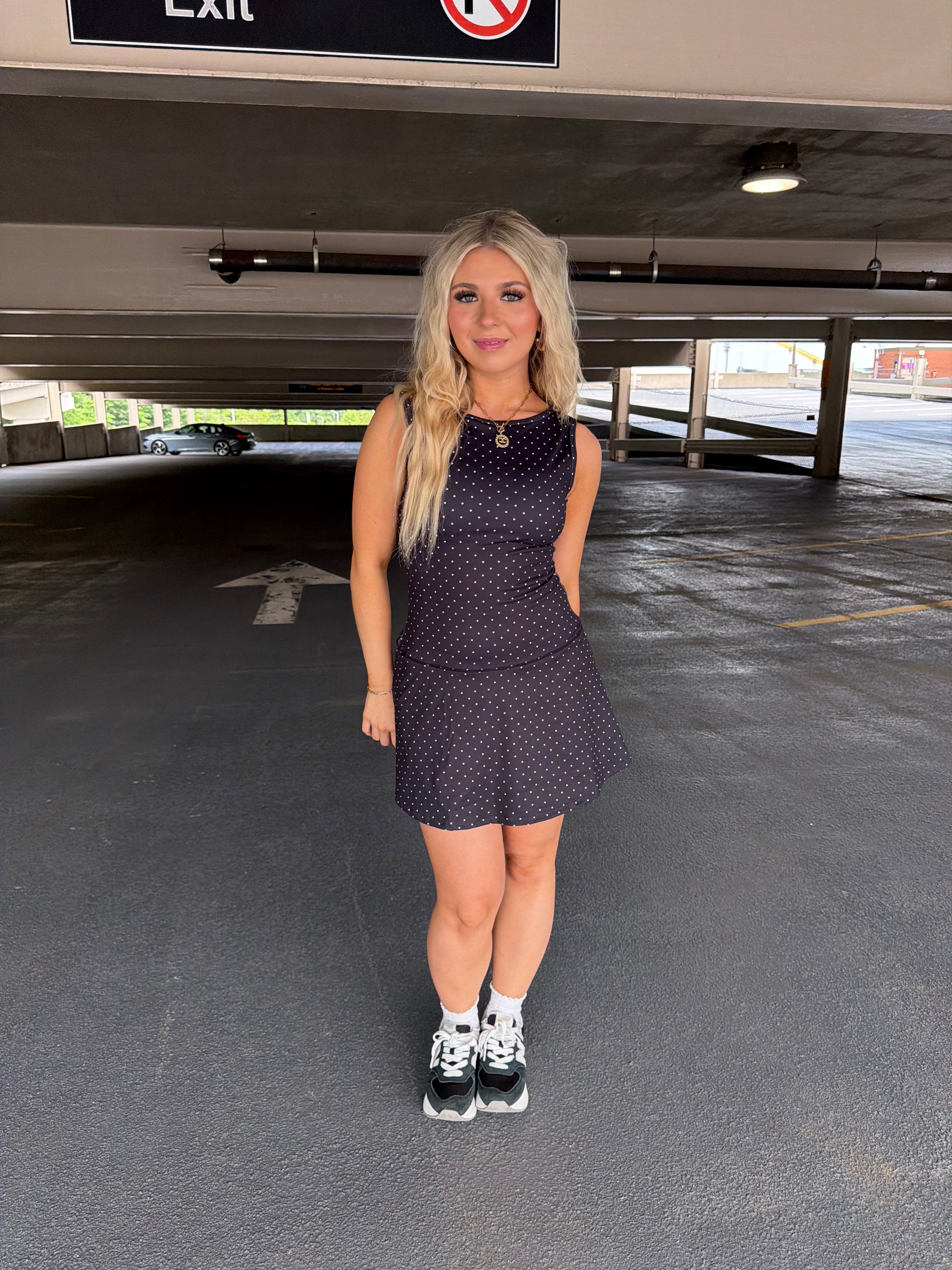 Bonjour Polka Dot Dress in BLACK