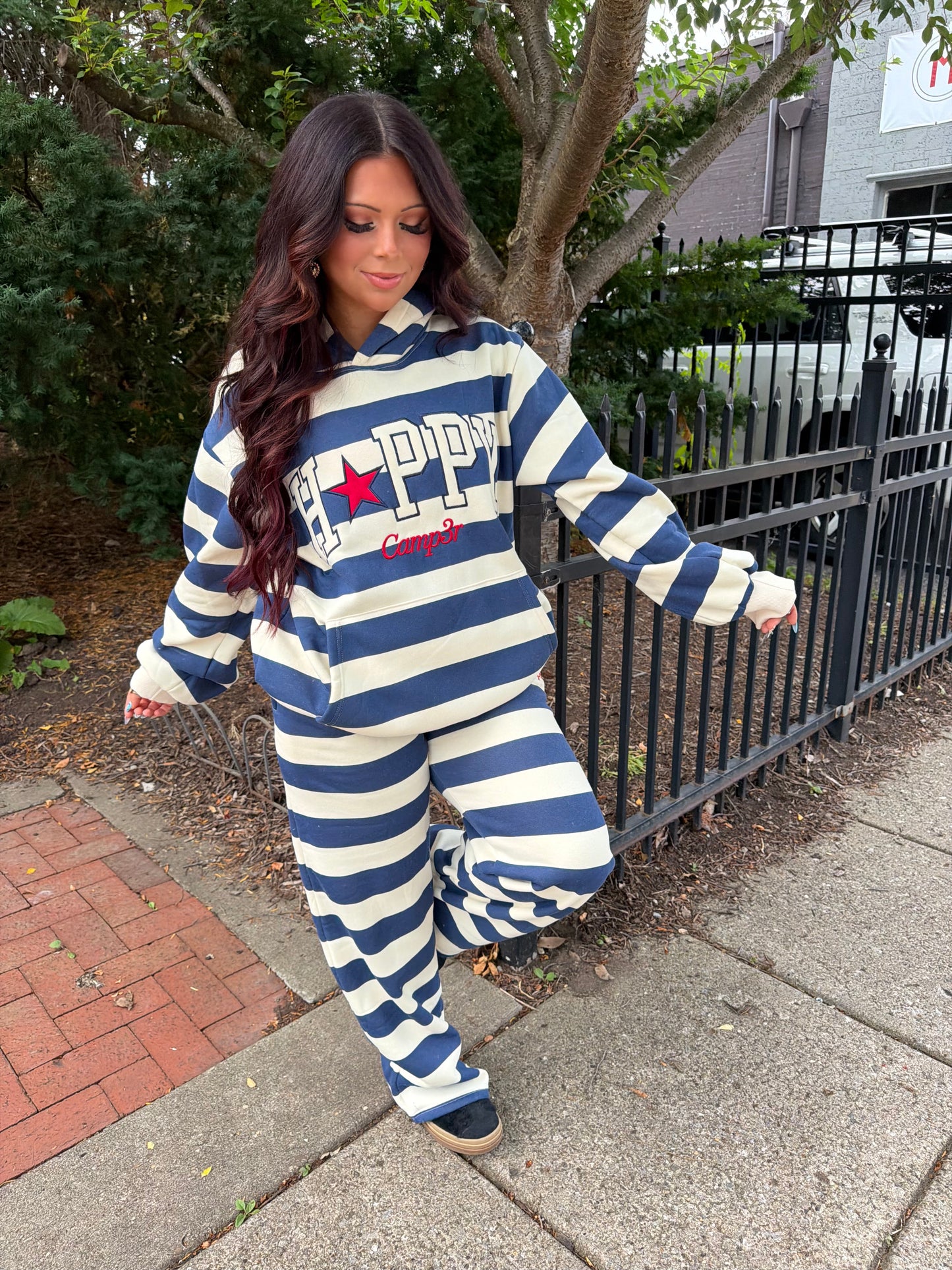 Happy Camp3r Indigo Stripe Sweatpants