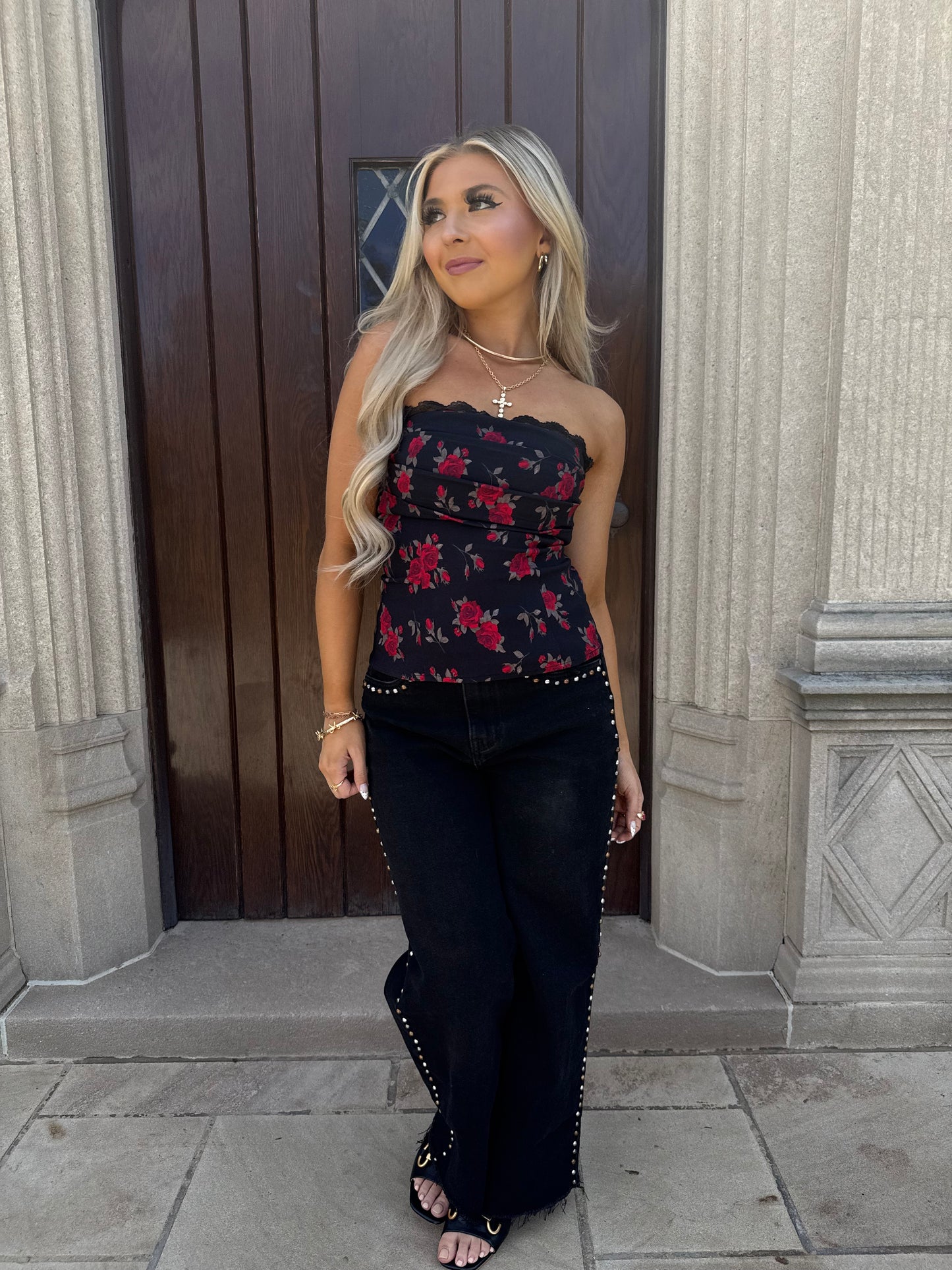 Wine & Roses Tube Top